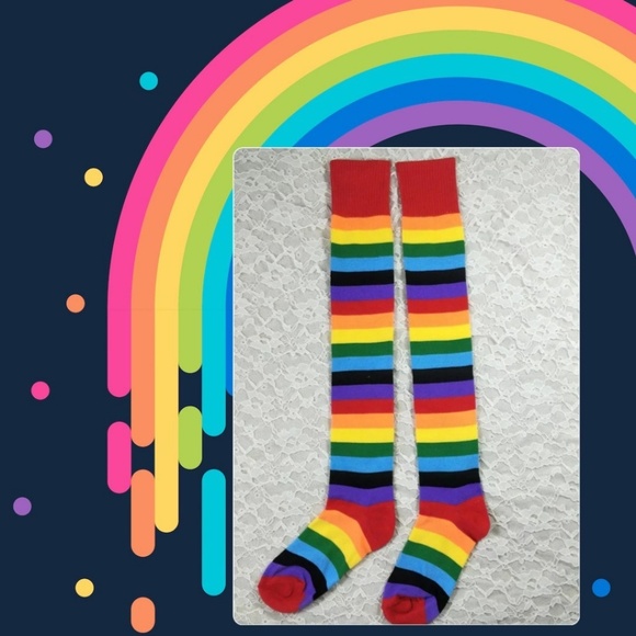 A Proper Pick Accessories - Thigh High Rainbow Stripe Socks